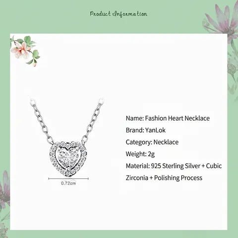 S925 Sterlingsilber Herz Anhänger Halskette Für Damen Glänzend Zirkonia Eingelegt Minimalistisch Elegant Schmuck Geschenk