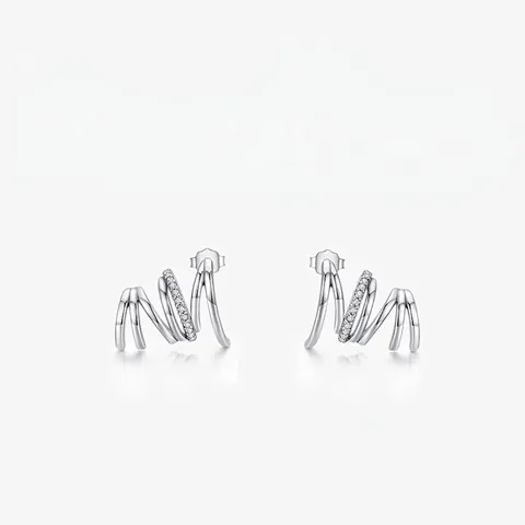 925 Sterling Silver Multi-layer Spiral Stud Earrings With Zirconia Minimalist Geometric Earrings For Women Niche Design Fashion Jewelry