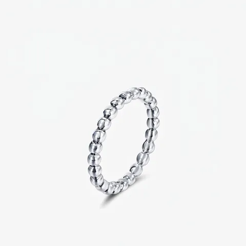 925 Sterling Silber Perlenring Für Damen Minimalist Poliert Geometrisch Kugel Bandring Stapelbar Mode Finger Schmuck