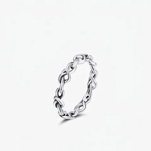 Minimalist 925 Sterling Silver Heart Ring For Women Vintage Winding Line Knot Band Fashion Jewelry Daily Wear Jewelry Gift