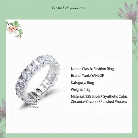 925 Sterling Silver Oval Cut Zirconia Eternity Ring Sparkling Elegant Full Circle Band Ring For Women Fashion Jewelry