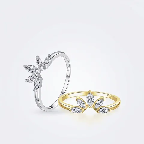S925 Sterlingsilber Krone Ring Für Damen Marquise Schliff Zirkonia Eingelegt Gold Silber Vergoldet Elegant Mode Fingerring