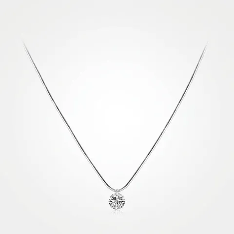 925 Sterlingsilber Zirkonia Halskette Für Damen Minimalistisch Schlangenknochenkette Rund Zirkonia Anhänger Schmuck Geschenk