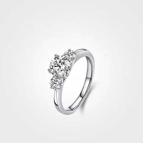 Anello in Argento Sterling 925 Con Zirconia Tre Pietre Elegante Anello Geometrico per Matrimonio Festa Fidanzamento Donna Gioielli