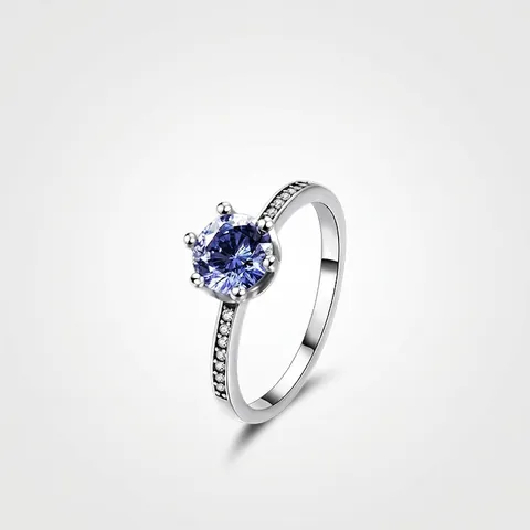 Luxury S925 Sterling Silver Tanzanite Blue Zirconia Crown Ring For Women Inlaid Cubic Zirconia Classic Light Luxury Jewelry Gift