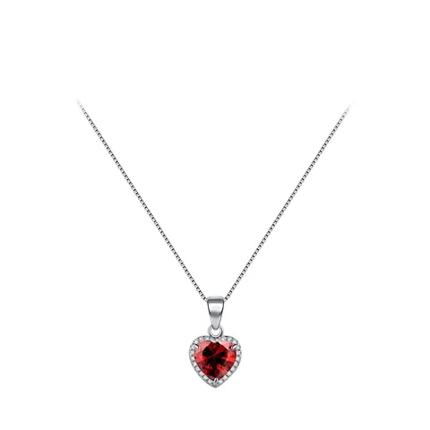 Collana in Argento Sterling 925 a Cuore Per Donna Elegante Ciondolo in Zirconia Rossa Catena Veneziana Regalo Romantico Gioielli