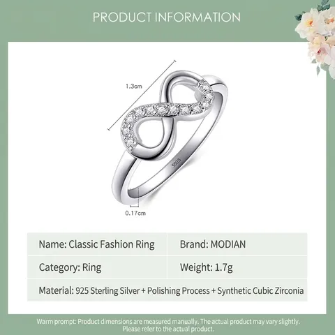 925 Sterlingsilber Unendlichkeitssymbol Ring Für Damen Zirkonia Eingelegt Poliert Einfach Mode Schmuck Fingerring