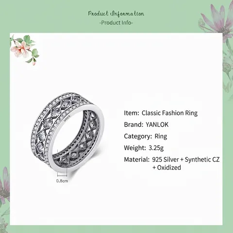 Vintage 925 Sterlingsilber Hohl Geometrischer Ring Damen Pave-Fassung Zirkonia Breiter Ring Modeschmuck Fingerschmuck