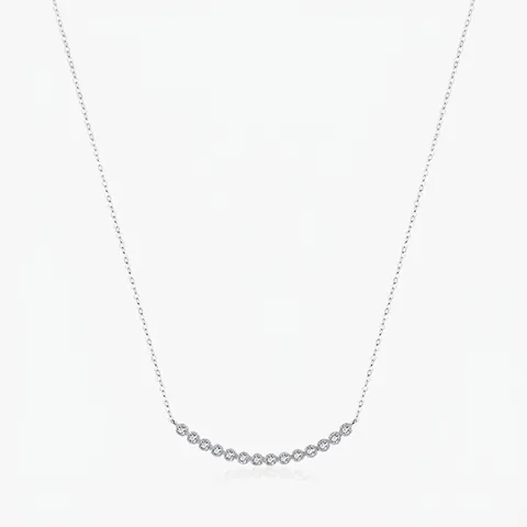 925 Sterling Silber Smile Curve Halskette Mit Funkelnden Zirkonia Minimalistische Schlüsselbein Kette Für Frauen Elegant