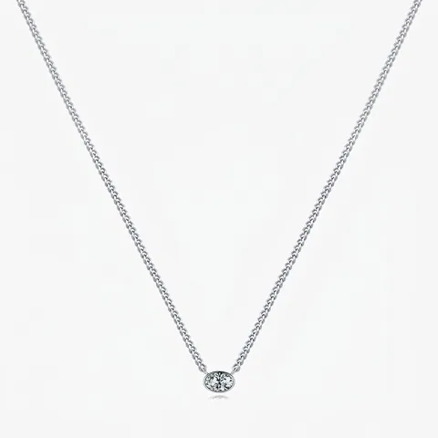 Collana con Pendente in Zirconia Ovale in Argento Sterling 925 Minimalista per Donna Elegante Gioielli in Catena d'Argento