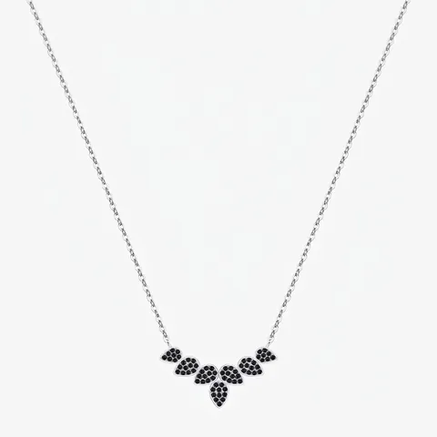 925 Sterling Silver Leaf Pendant Necklace For Women Black Rhinestone Inlaid Niche Design Ins Style Jewelry Clavicle Chain Gift
