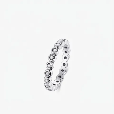 925 Sterlingsilber Zirkonia Eternity Ring Für Damen Einfach Stapelbar Geometrisch Lünettenfassung Bandring Mode Schmuck Geschenk