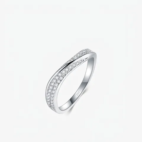 925 Sterling Silver Wavy Irregular Ring For Women Micro Pave Zirconia Minimalist Elegant Fashion Polished Jewelry Finger Ring