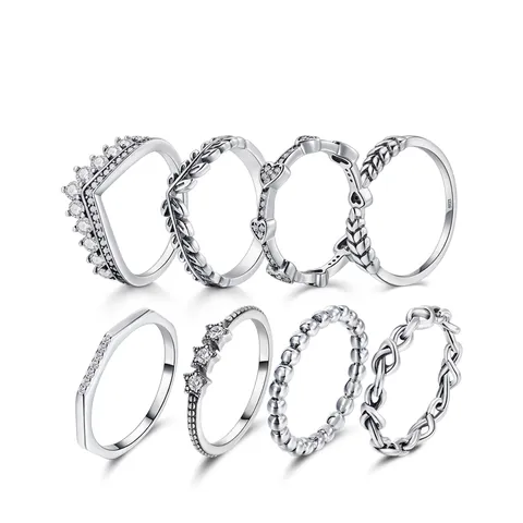 Anello In Argento Sterling 925 Per Donna Zirconia Infinito Cuore Stella Corona Gioielli Minimalisti Regalo Per Festa Uso Quotidiano