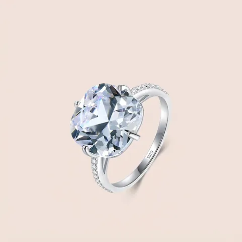 925 Sterling Silver Cushion Cut Zirconia Engagement Ring For Women Luxury Square Stone Wedding Party Finger Jewelry