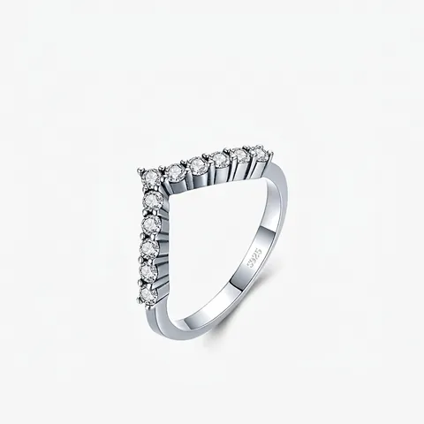 925 Sterlingsilber Chevron V-Form Zirkonia Ring Für Damen Minimalistisch Zierlich Stapelbar Hochzeit Schmuck Fingerring