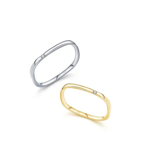 Minimalistischer 925 Sterlingsilber Geometrischer Quadratischer Offener Ring Für Damen Eingelegter Zirkonia Gold Silber Modeschmuck