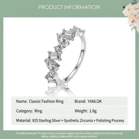 Anello in Argento Sterling 925 a Onda Irregolare con Strass per Donna Placcato Oro Argento Anello a Fascia Geometrica Gioielli