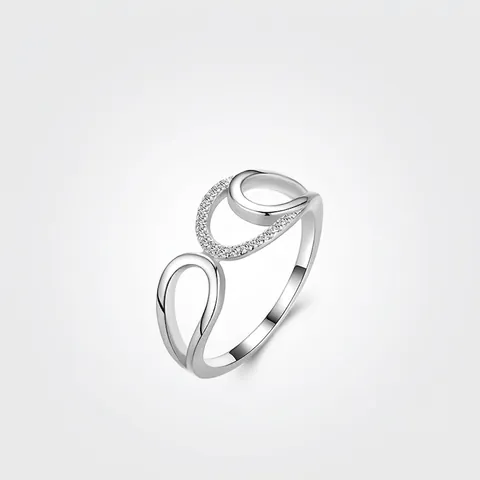 Anello in Argento Sterling S925 a Linee Geometriche Incrociate con Micro Intarsio in Zirconia Gioielli Minimalisti Regalo Donna
