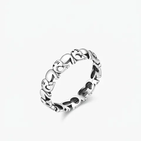 Anello Elefante in Argento Sterling S925 per Donna Design Animale Carino Minimalista Gioielli Lavorati Finemente Regalo Anello Nicchia
