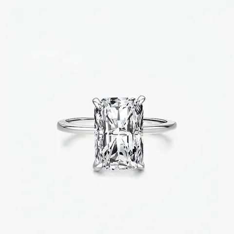 Anello in Argento Sterling 925 Zirconia Rettangolo per Donna Lusso Taglio Radiant Anello di Fidanzamento Matrimonio Gioielli Moda
