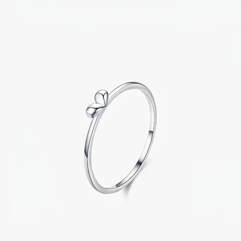 925 Sterlingsilber Herzring Damen Minimalistisch Schlichtes Band Dünner Ring Süß Niedlich Romantischer Schmuck Geschenk