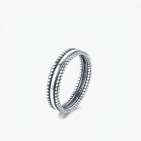 Vintage 925 Sterlingsilber Gedrehtes Seil Ring Damen Minimalistisch Geflochtener Geometrischer Bandring Mit Zirkonia
