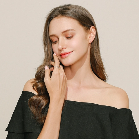 Anillo de Plata de Ley 925 para Mujer Minimalista Geométrico Círculos Calados Entrelazados Joyería de Moda Accesorio de Anillo