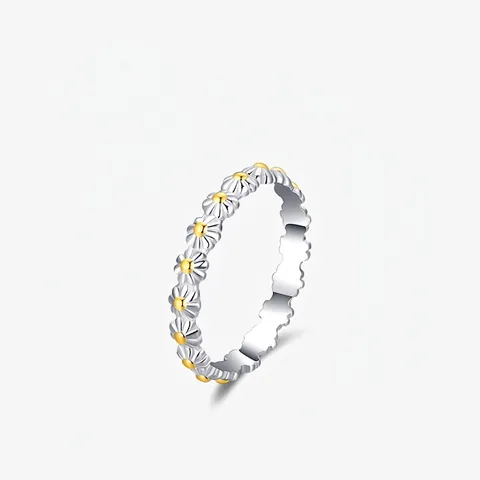 Bague Marguerite en Argent Sterling S925 Douce Romantique Florale Minimaliste Bijoux de Doigt pour Femme Élégante Anneau Fleur Cadeau