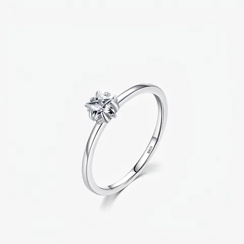 925 Sterling Silver Star Zirconia Ring Minimalist Thin Band Star Shaped Finger Ring For Women Fashion Jewelry Gift