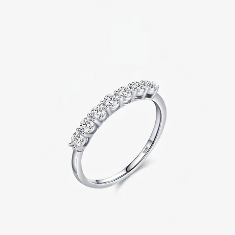 Anello in Argento Sterling 925 Con Fila di Zirconia per Donna Minimalista Sottile Scintillante Semplice Squisito Gioielli