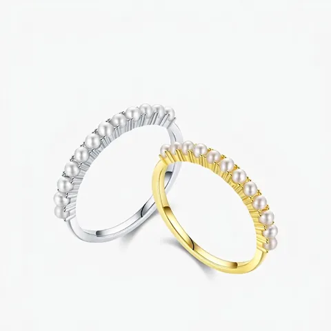 Elegante Anello di Perle in Argento Sterling 925 per Donna Minimalista Geometrico Oro Argento Placcato Gioielli Regalo Anello con Perle Artificiali