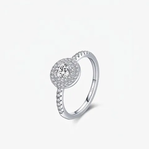 925 Sterling Silver Double Halo Zirconia Ring For Women Sparkling CZ Pave Band Fashion Wedding Engagement Finger Ring Jewelry