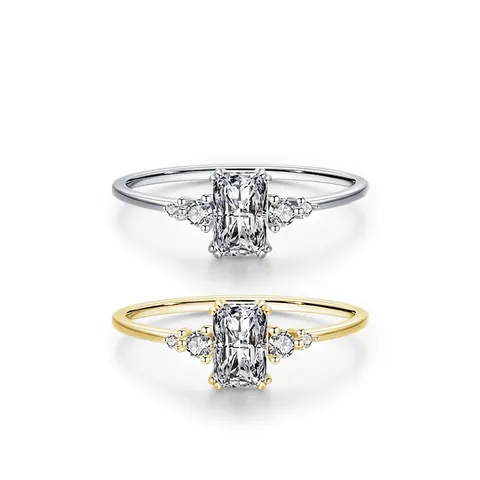 Δαχτυλίδι από Ασήμι 925 Με Ζιρκόνια Emerald Cut Κομψό Ορθογώνιο Ένθετο Με Στρας Δαχτυλίδι Γάμου Και Αρραβώνων Για Γυναίκες