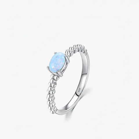 925 Sterlingsilber Opal Ring Minimalistisches Perlband Design Für Damen Vintage Eleganter Fingerring Schmuck Geschenk