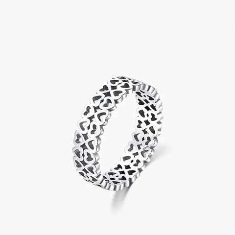 Vintage Fashion 925 Sterling Silver Hollow Heart Ring Original Design Minimalist Commuter Style Finger Ring For Women Jewelry