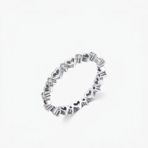 S925 Sterling Silver Hollow Heart Ring For Women Minimalist Micro Inlaid Zirconia Stackable Finger Ring Fashion Jewelry Gift