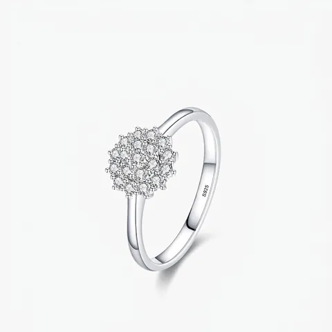 Bague Fleur en Argent Sterling 925 pour Femme Strass Micro Pave Bijoux de Mode Mariage Banquet Style Minimaliste