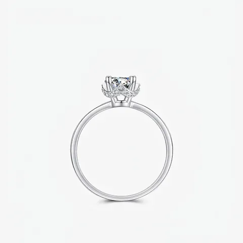 Luxury 925 Sterling Silver Zircon Ring Original Four Prong Proposal Engagement Ring For Women Elegant Wedding Jewelry