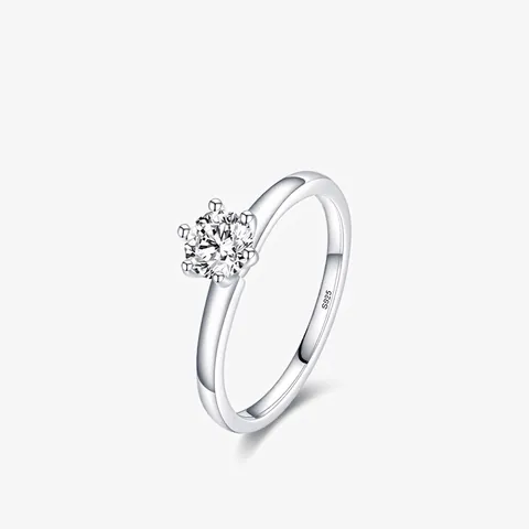 Elegante Anello in Argento Sterling 925 Solitario Zirconia a Sei Griffe per Donna Gioielli Anello Dito Moda Minimalista