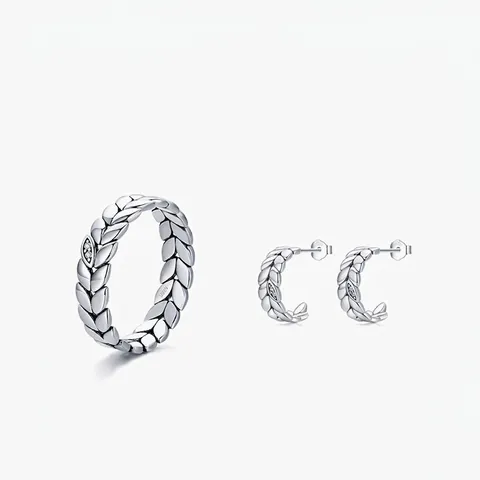 Vintage 925 Sterlingsilber Blatt Ring Für Damen Weizenähren Strass Mikro-Eingelegt Mode Nische Schmuck Creolen
