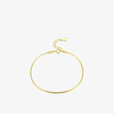 Pulsera Minimalista de Plata de Ley 925 con Cadena de Serpiente Para Mujer Elegante Chapada en Oro Ajustable Joyería
