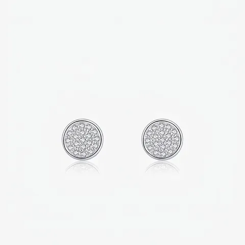 925 Sterling Silver Round Micro Pave Zirconia Stud Earrings For Women Minimalist Personalized Commuter Style Jewelry Gift