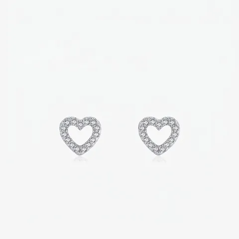 925 Sterling Silver Heart Stud Earrings For Women Korean Style Zirconia Micro Inlaid Chic Sweet Heart Ear Jewelry Gift