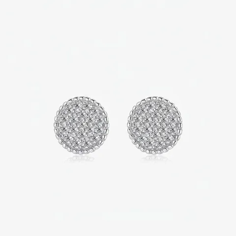 Boucles d'Oreilles Clous Rondes en Argent Sterling 925 Micro-Pavage pour Femmes Bijoux Minimalistes en Zirconia Cadeau