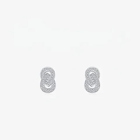 Pendientes de Botón Geométricos Entrelazados de Plata de Ley 925 para Mujer Elegantes Joyas con Micro Pavé de Strass Diseño de Nicho