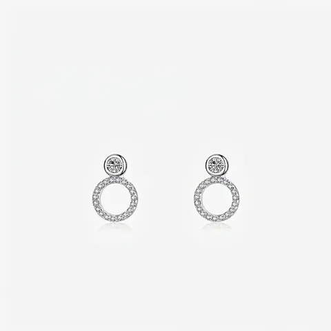 Minimalistische 925 Sterling Silber Zirkonia Runde Ohrstecker Für Damen Elegante Geometrische Koreanische Stil Täglich Schmuck Zubehör
