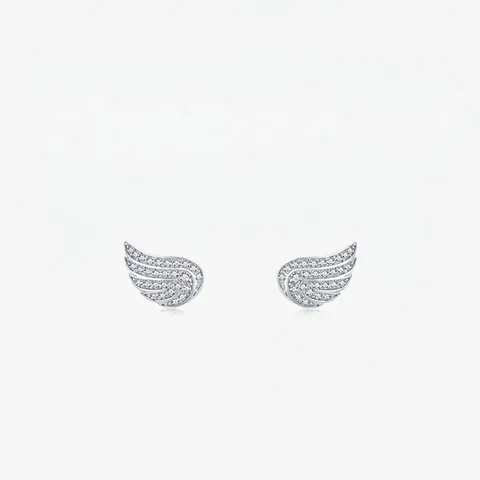 925 Sterling Zilver Micro Pavé Zirconia Engelenvleugels Oorknopjes Voor Dames Lichte Luxe Minimalistische Mode Sieraden