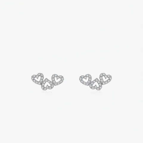925 Sterlingsilber Herz Ohrstecker Für Damen Süß Niedlich Pave Zirkonia Herz An Herz Design Mode Schmuck Geschenk