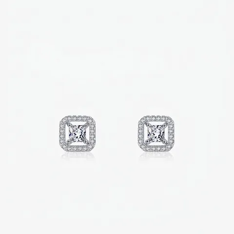 925 Sterling Zilveren Vierkante Halo Oorknopjes Voor Dames Met Zirconia Minimalistische Ingelegde Prachtige Mode-sieraden Voor Dagelijks Gebruik